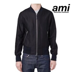 AMI Alexandre Mattiussi AMI PARIS  Zip Track Jacket Drill‎ Bomber XL Black Wool